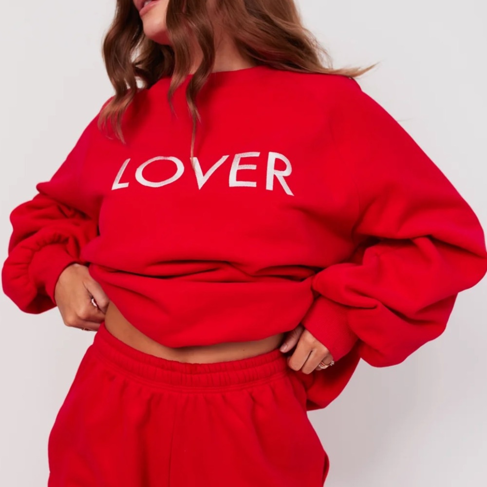 Red 'Lover' Sweatshirt- Kittenish Small (Oversized Slightly)